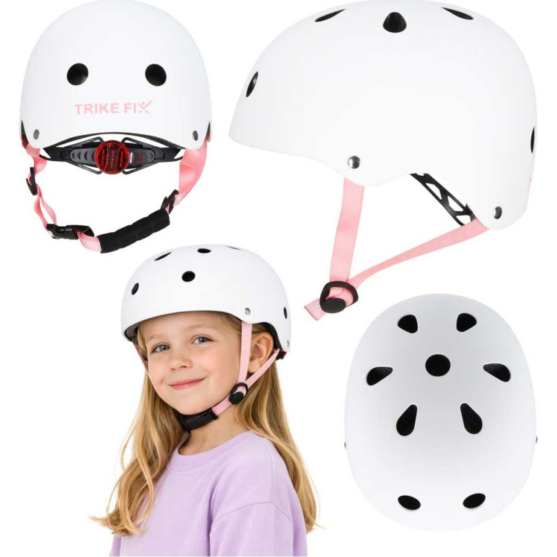 Trike Fix bērnu velosipēdu ķivere regulējama LED S 48-54cm balta