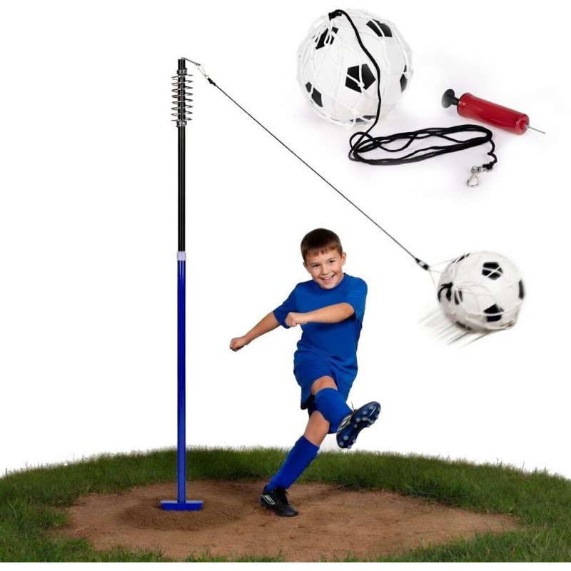 Movepro Tetherball trenażer piłki nożnej na lince słupek ze sprężyną piłka pompka MOVEPRO