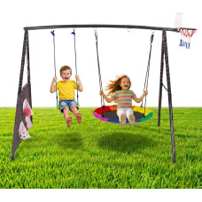 Ecotoys Plac zabaw dla dzieci huśtawka ogrodowa 4w1 kosz do koszyk&oacute;wki bocianie gniazdo ECOTOYS