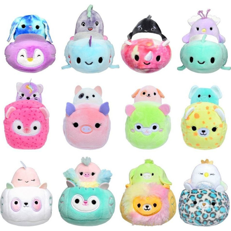 SQUISHMALLOWS Mini plīša dzīvnieks ar transportlīdzekli