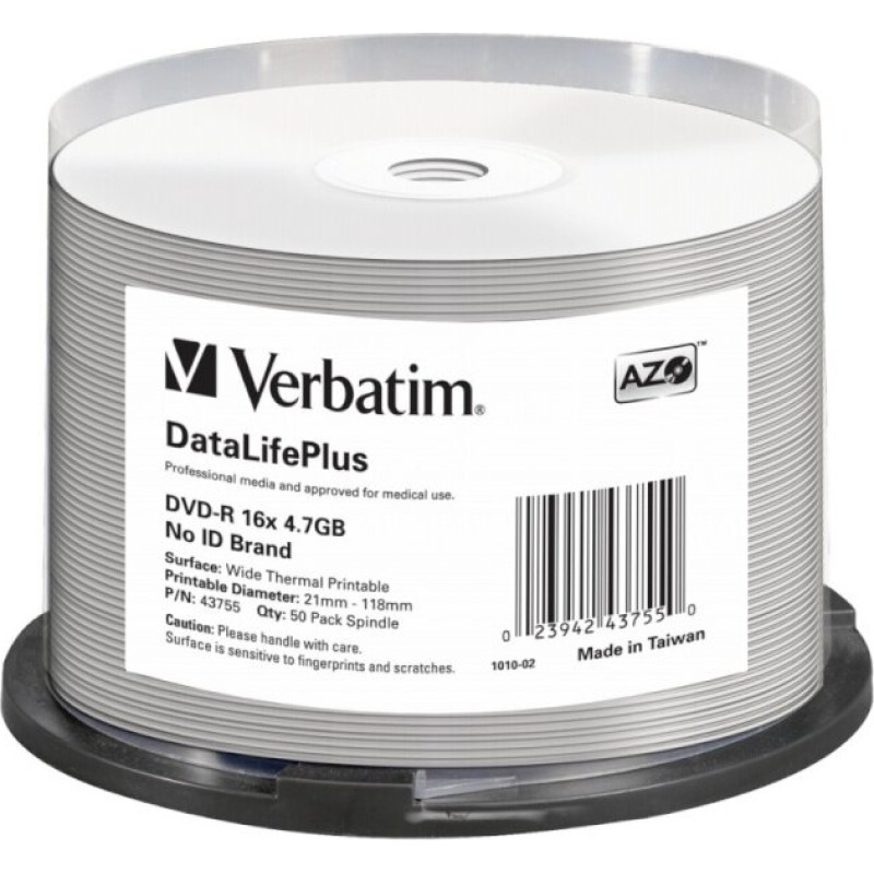 Verbatim DVD-R DataLifePlus diski 4.7GB 16x, 50 gab.