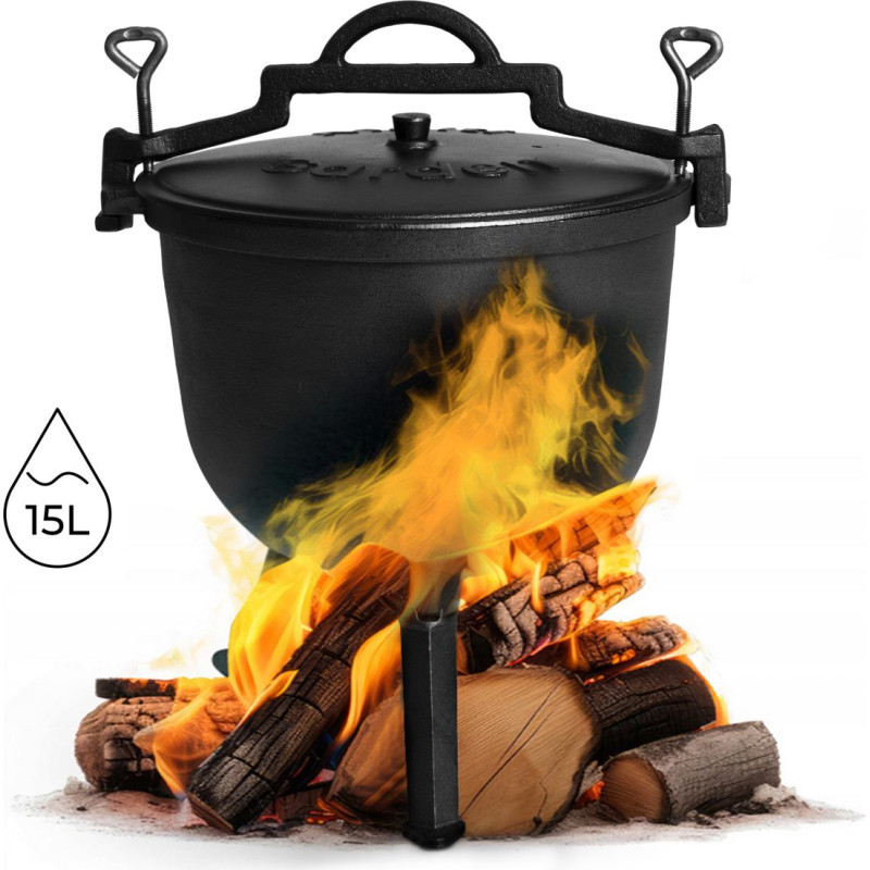 Multigarden Kociołek żeliwny stojący 15L garnek myśliwski ognisko grill MultiGarden