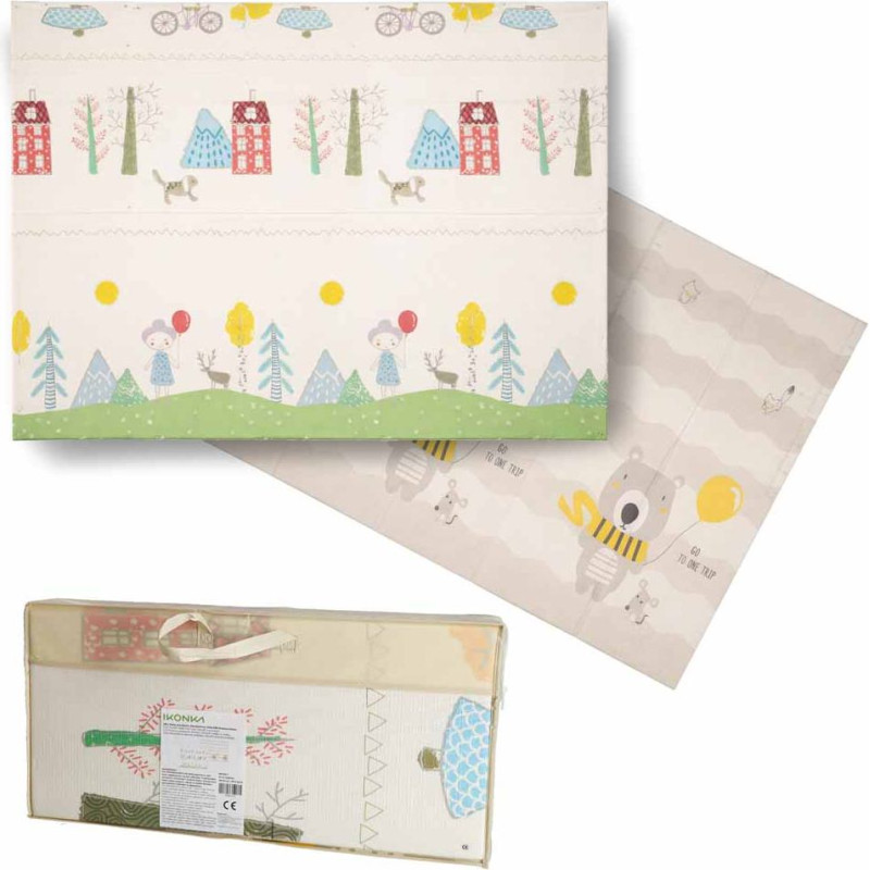 Mata edukacyjna piankowa dwustronna składana 150x200cm drzewa misie