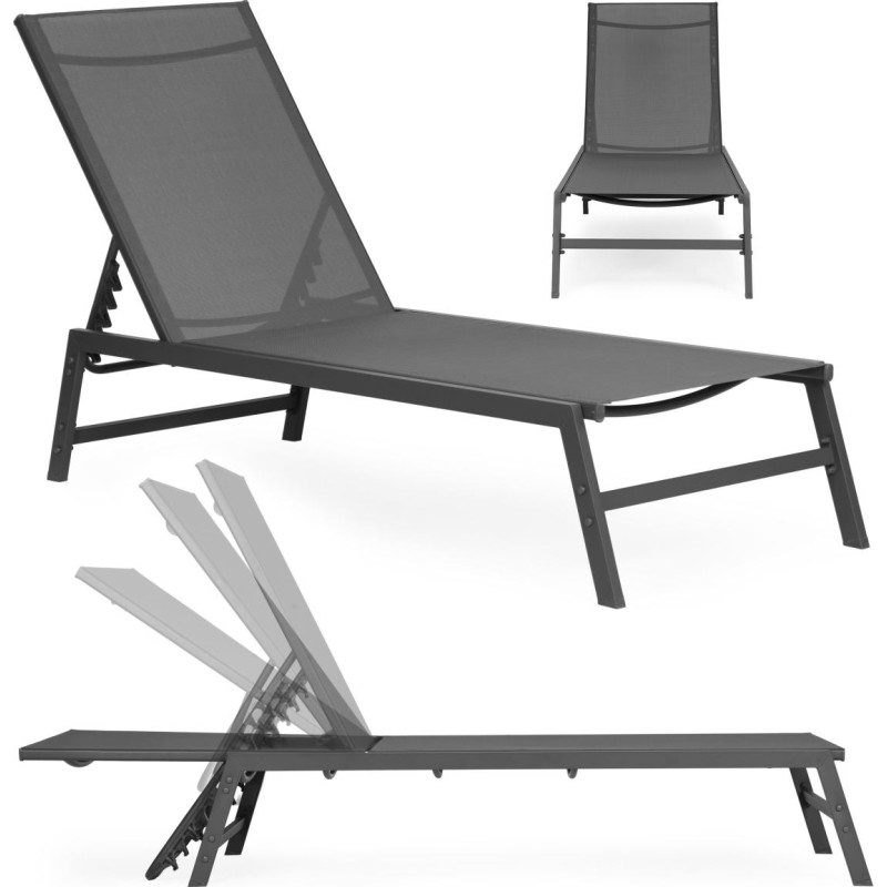 Multigarden Leżak ogrodowy plażowy leżanka regulacja oparcia stalowa konstrukcja szary MultiGarden