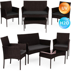 Multigarden Komplet mebli ogrodowych z technorattanu ławka stolik krzesła brązowy MultiGarden