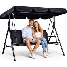 Multigarden Huśtawka ogrodowa 3-osobowa bujana wolnostojąca stalowa czarna MultiGarden