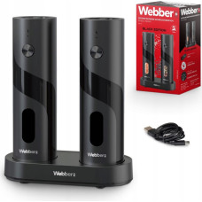 Webber Electric Salt and Pepper Grinder Set Rechargeable USB 2 Pieces Adjustable Grinding with Light