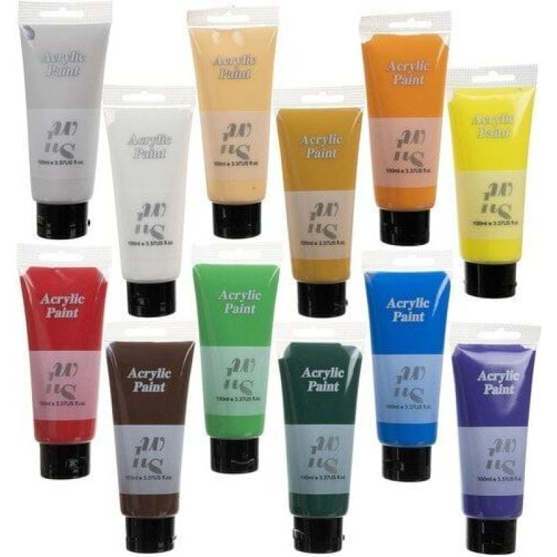 Akrila krāsas 100 ml. 12 krāsu komplekts