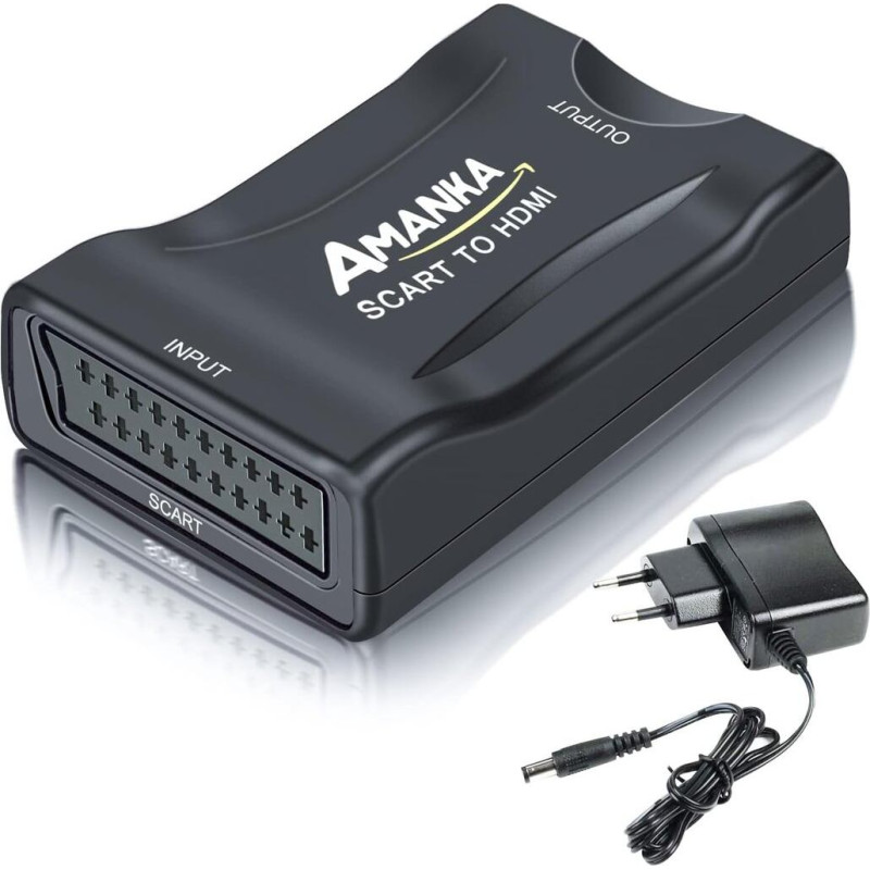 AMANKA SCART uz HDMI pārveidotājs, SCART uz HDMI adapteris, saderīgs ar 1080P@60HZ
