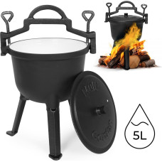 Multigarden Enameled Cast Iron Cauldron 5L with Stand &ndash; Hunting Pot for Campfire & Grill MultiGarden