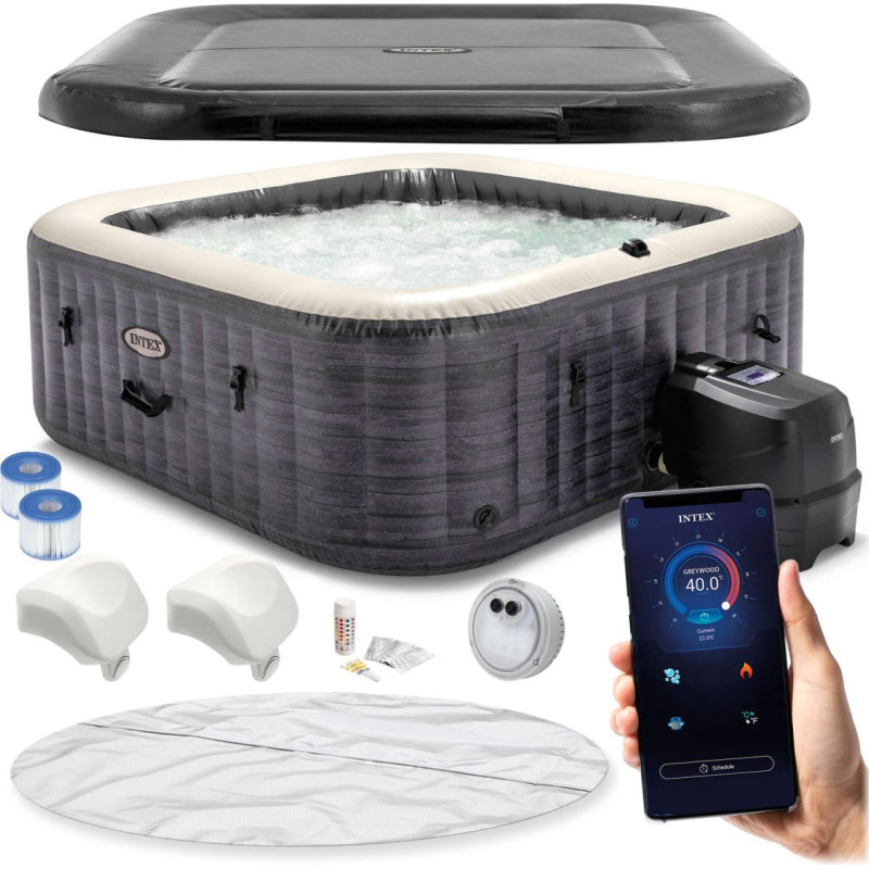 Intex Inflatable square hot tub with hydro massage 6-person 196x71 cm premium accessories INTEX 28452