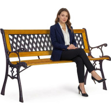 Multigarden Wooden garden bench with openwork backrest and cast iron legs, park-style, MultiGarden