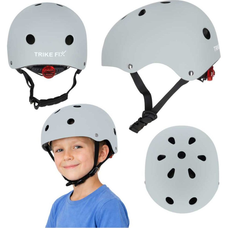 Trike Fix bērnu velosipēdu ķivere regulējama LED M 55-58cm tumši pelēka