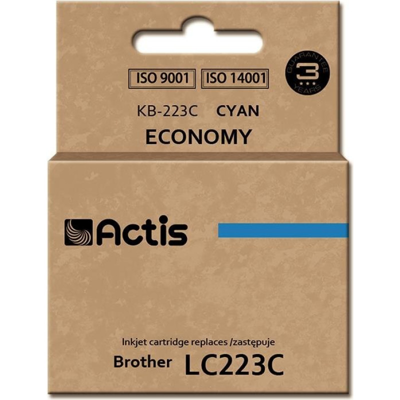 Tinte - ACTIS - KB-223C - Saderīga ar Brother LC223C - Krāsa Cian - 10 ml