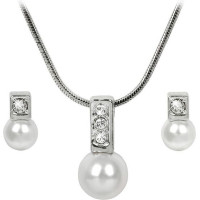 Levien Elegants Pearl Caorle White kaklarotu un auskaru komplekts