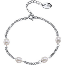 Elegants tērauda elastīgais rokassprādze ar pērļu Tide Pearl 22243.E