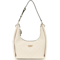 GUESS Sieviešu krēmkrāsas pleca soma - Phoebe Hobo pleca soma krēmkrāsā ar baltu logo 311500