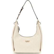 GUESS Sieviešu krēmkrāsas pleca soma - Phoebe Hobo pleca soma krēmkrāsā ar baltu logo 311500