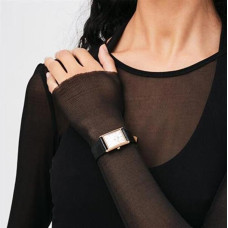 Pulkstenis - DANIEL WELLINGTON - DW00100698 - Melna āda - Taisnstūra korpuss - Chic stils