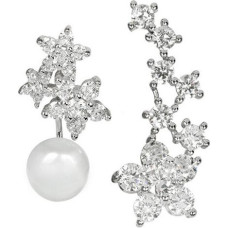 Asimetriski dubultauskari ar īstu baltu pērli un cirkoniem JwL Luxury Pearls JL0260 sJL0260