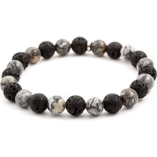Aproces - BENETO - MINK59 - Melnā akmens un jaspis - Garums 19 cm - Pērles 0,8 cm