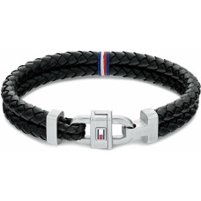 Tommy Hilfiger Stilīga ādas rokassprādze ar tērauda rotājumu 2790361