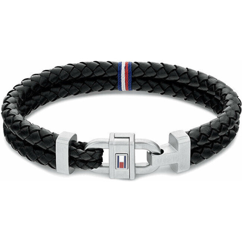 Tommy Hilfiger Stilīga ādas rokassprādze ar tērauda rotājumu 2790361