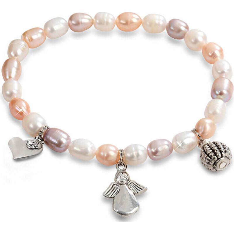 JwL Luxury Pearls Smalka rokassprādze no īstām pērlēm ar ornamentiem JL0295