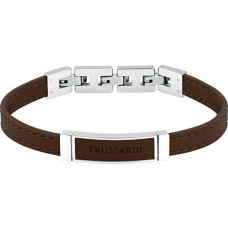 Ādas rokassprādze - TRUSSARDI - TJAXZ06 - Brūns - Tērauds - Garums 18 cm ar pagarinājumu 3 cm