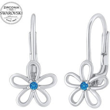 Silvego Sudraba auskari - zieds ar zilu Swarovski ® Zircon SILVEGOB31857SB sSL3558