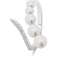 Brilio Silver Elegants atvērts gredzens ar pērlēm RI098W