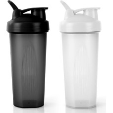 Dzeramā pudele ACWOO Protein Shaker, 600 ml, 2 gab., melna/balta