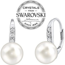 Silvego Maigi sudraba auskari ar īstu baltu pērli un Swarovski LPSER0639 sSL3525