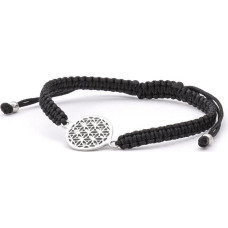 Aizsietnis - Mandala AGB564 - Melns cords - Rhodēta sudraba - Regulējams