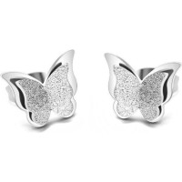 Troli Tērauda Metāla tauriņu auskari Butterfly KES-048-SIL