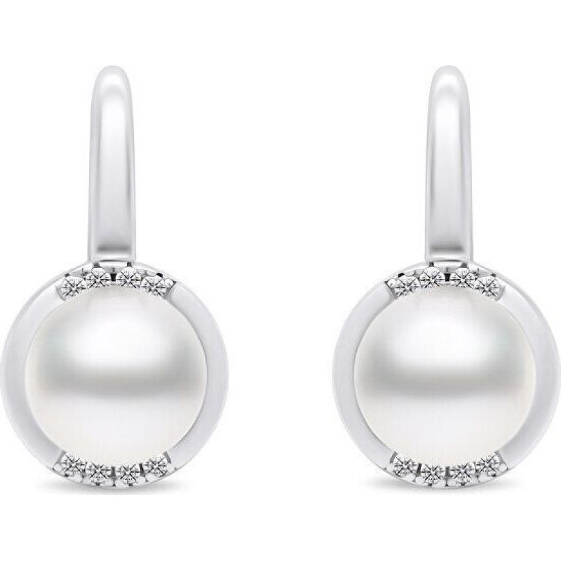 Brilio Silver Eleganti sudraba auskari ar pērlēm un cirkoniem EA384W sBS1900