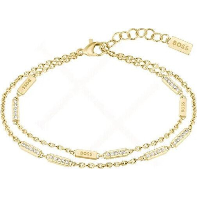 Apzeltīta rokassprādze sievietēm Hugo Boss Larya Crystal 1580450