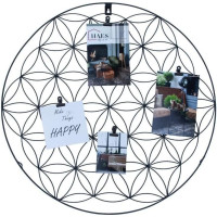 Haes Deco industriālais apaļš metāla sienas plaukts, melns