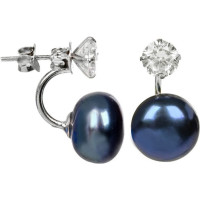 Sudraba auskari ar īstu zilu pērli un kristālu JwL Luxury Pearls 2in1 JL0225 sJL0225