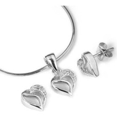 Sudraba kolona un auskaru komplekts Silvego Shimmering Heart , JJJS659