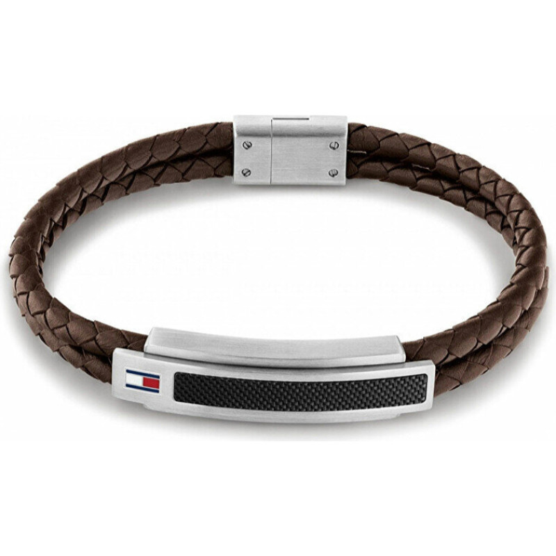 Tommy Hilfiger Divkāršā brūna ādas rokassprādze 2790355