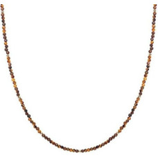 Kaklarota - Spīdīgas dārgakmeņu - NLK04G-G09 - Tīģera acs - Sudraba pārklājums ar zeltu - 42 cm + 2 cm pagarinājums