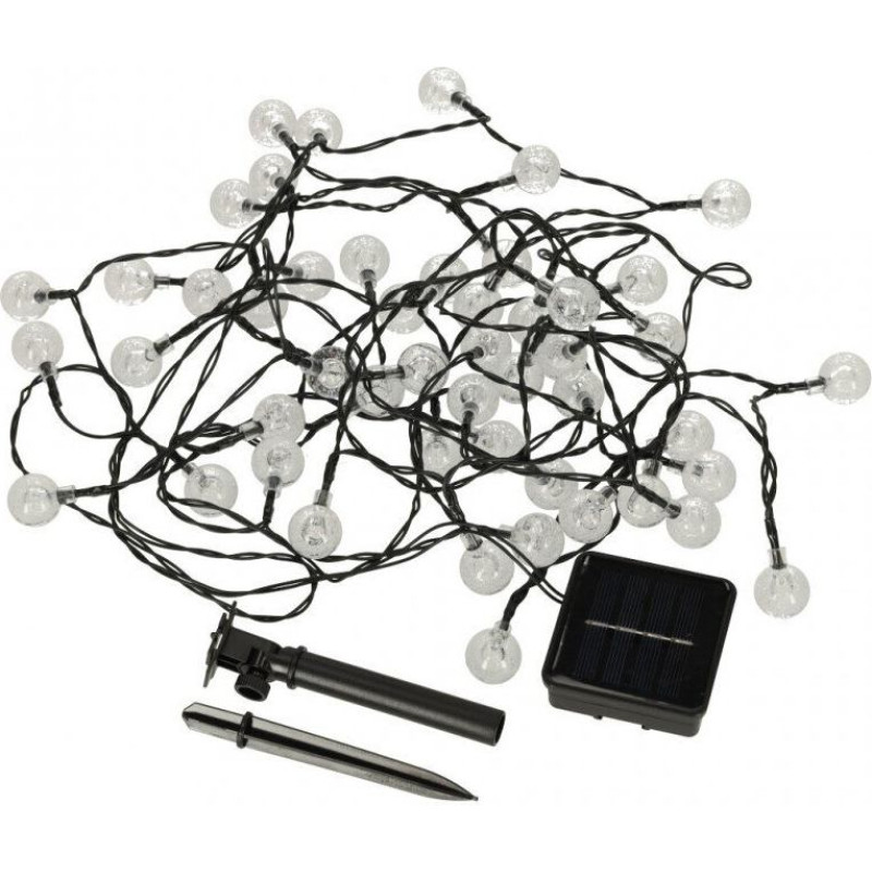Saules dārza apgaismojuma bumbas 7m 50LED silti baltas