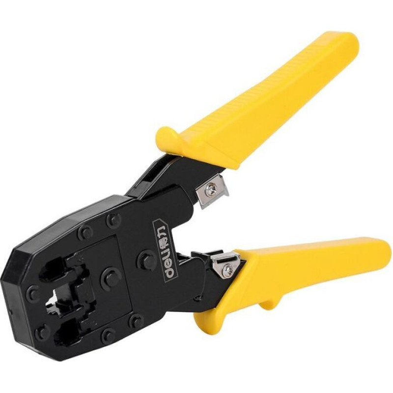 Ethernet Crimper 4/6/8P RJ45/RJ14/RJ12/RJ9 Deli Tools EDL2468 (yellow)