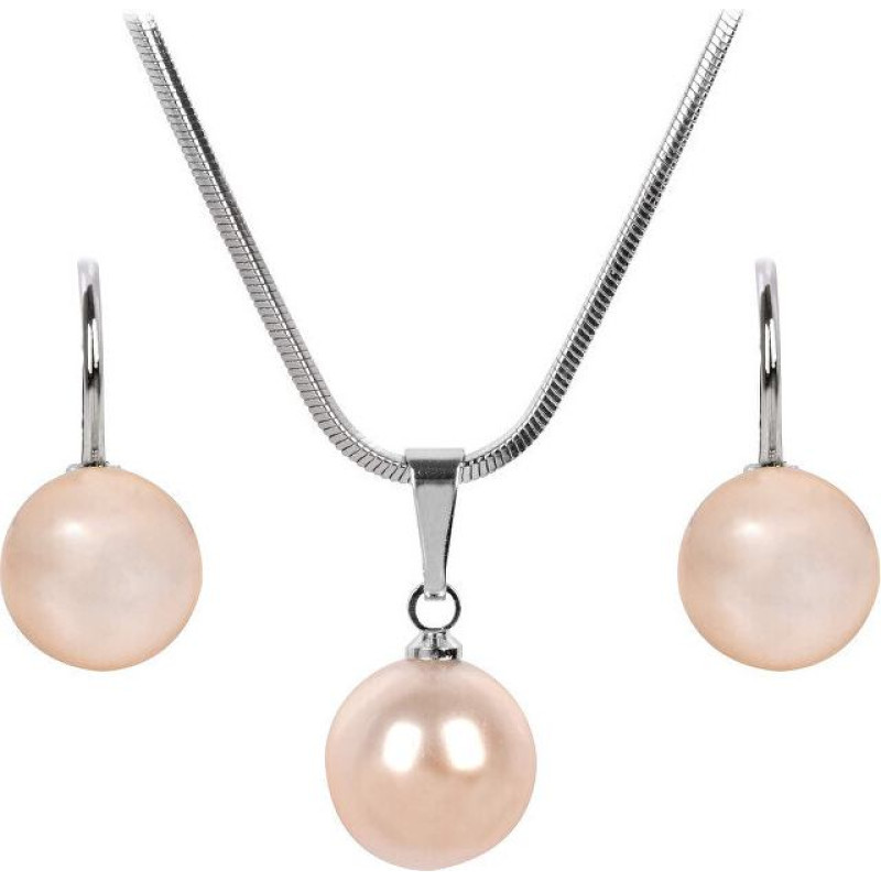 Levien Burvīgs Pearl Peach kaklarotas un auskaru komplekts