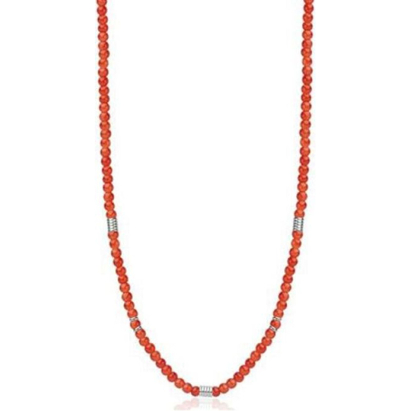 Kaklasaite - S'AGAPÕ - Madera SAD02 - Sarkanās stikla pērlītes - Elastīgs - 49 cm