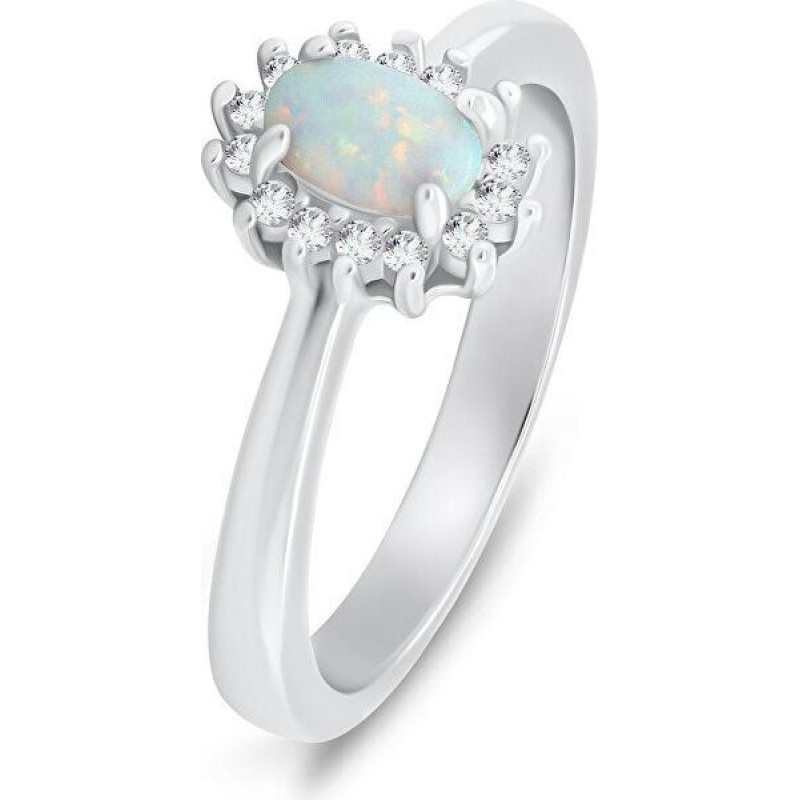 Brilio Silver Elegants sudraba gredzens ar opālu un cirkoniem RI106W