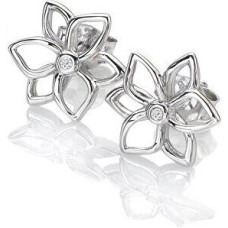 Hot Diamonds Smalki sudraba auskari ar dimantiem Ziedi Diamond Amulets DE711 sHD1582