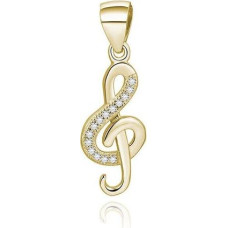 Beneto Apzeltīts kulons ar cirkoniem Treble clef AGH591-GOLD