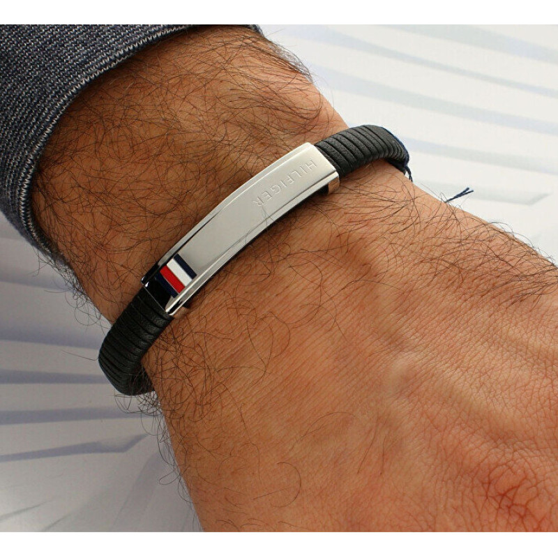 Tommy Hilfiger Moderna melna ādas rokassprādze 2790349